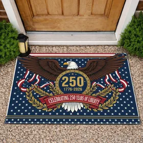 Bald Eagle American Flag 1776-2026 - USA 250th Anniversary Patriotic Liberty Shield Doormat
