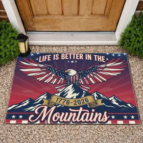 Bald Eagle American Mountain 1776-2026 Patriotic Art - USA 250th Anniversary Celebration Doormat