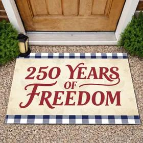 250 Years of Freedom Patriotic Checkered 1776-2026 - USA 250th Anniversary Celebration Doormat