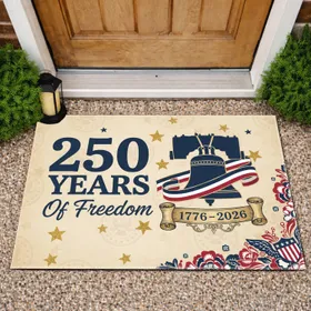 250 Years of Freedom Liberty Bell 1776-2026 - USA Patriotic Stars Anniversary Doormat