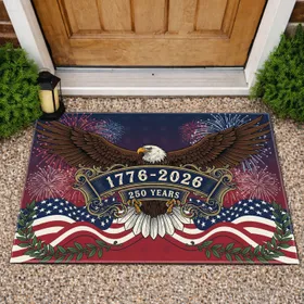 Bald Eagle American Flag 1776-2026 - USA 250th Anniversary Independence Day Gift for Veterans Doormat