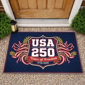 USA 250 Years of Freedom 1776-2026 Patriotic Shield - Anniversary Gift for Veterans Doormat