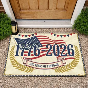 1776-2026 American Flag - USA 250th Anniversary Patriotic Freedom Celebration for Veterans Doormat