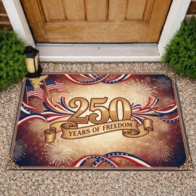 250 Years of Freedom American Flag Eagle Patriotic Fireworks - USA 1776-2026 Anniversary Doormat