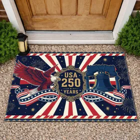 Bald Eagle Liberty Bell USA 250th Anniversary 1776-2026 Patriotic Gift for Veterans Doormat
