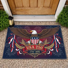 Bald Eagle American Flag 1776-2026 - USA 250th Anniversary Patriotic Bunting for Veterans Doormat