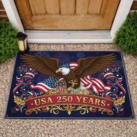 Bald Eagle American Flag 1776-2026 - USA 250th Anniversary Patriotic Home Display Doormat