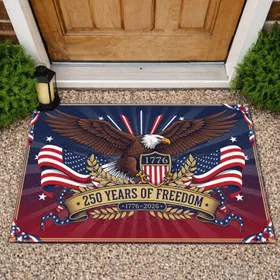 Bald Eagle American Flag 1776-2026 - USA 250th Anniversary Independence Day Gift Doormat