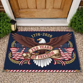 Bald Eagle American Flag 1776-2026 250 Years of Freedom Independence Day Gift Doormat