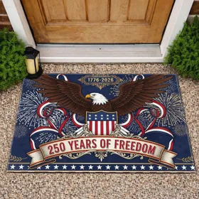 Bald Eagle American Flag Patriotic 1776-2026 - USA 250th Anniversary Freedom Celebration Doormat