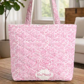 Heirloom Rose Leaf Floral Arrangement - Everyday Use Accessory for Flower Lovers Quilted Tote Bag
