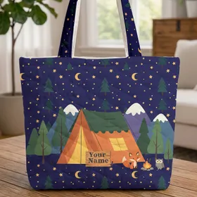 Camping Tent Night Sky Stars - Outdoor Adventure Gift for Campers Quilted Tote Bag