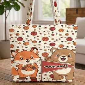 Fox Bear Cubs Basketball "Your Name" Pennant - Sports Fan Gift Everyday Carry Quilted Tote Bag
