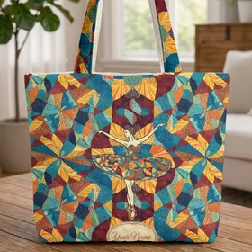 Ballerina in Arabesque Pose Personalized Name - Everyday Dance Enthusiast Gift Quilted Tote Bag