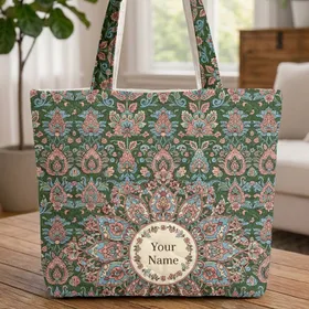 Paisley Floral Medallion Botanical - Boho Lifestyle Gift for Her Quilted Tote Bag