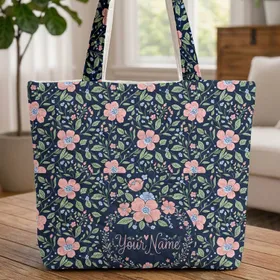 Botanical Floral Wreath Garland - Everyday Carryall Gift Quilted Tote Bag