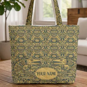 Interlocking Serpent Crocodile Creatures Wildlife Lover Gift Quilted Tote Bag