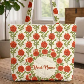 Chrysanthemum Floral Wreath Botanical - Everyday Floral Lover Gift Quilted Tote Bag