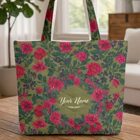 Lush Floral Wreath Your Name - Everyday Gift Quilted Tote Bag