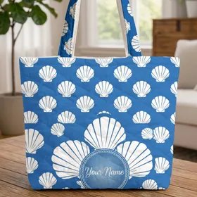 Three Scallop Shells Ocean Beach Marine - Vacation Gift for Sea Lovers Quilted Tote Bag