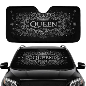 Ornate Jeweled Crown Queen Heraldic Baroque Scrollwork - Regal Luxury Lifestyle Gift Car Sunshade