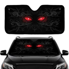 Glow Red Eyes Swirling Smoke Predatory Shapes Dark Energy - Fantasy Lover Gift Car Sunshade