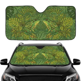 Emerald Frogs Tropical Palm Monstera Foliage - Wildlife Lover Gift Car Sunshade