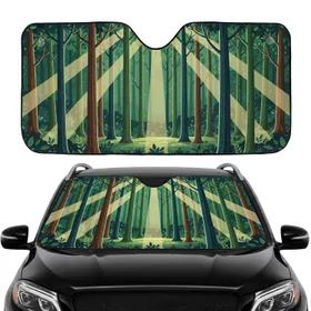 Mystical Forest Clearing Sunbeams Green Tree Foliage - Everyday Travel Gift Car Sunshade