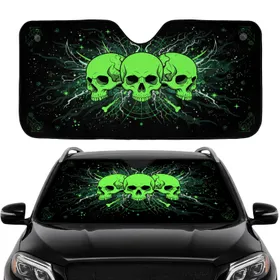 Glowing Neon Skulls Ethereal Mist Bone - Horror Lover Gift Car Sunshade