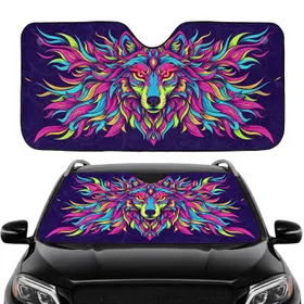 Cosmic Big Cat Red Eyes Multi-Hued Fur Eruption - Wildlife Lover Gift Car Sunshade