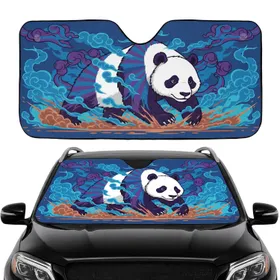 Panda Blue Purple Smoke Dust - Wildlife Lover Car Decor Gift Car Sunshade