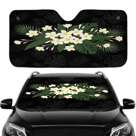 Plumeria Frangipani Tropical Flowers - Home Decor Gift for Tropical Lover Car Sunshade