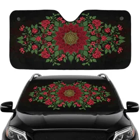 Ornate Dahlia Flower Botanical Berry Foliage - Opulent Home Decor Gift Car Sunshade