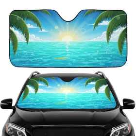Tropical Ocean Sun Surfboard Palm - Beach Lover Gift Car Sunshade