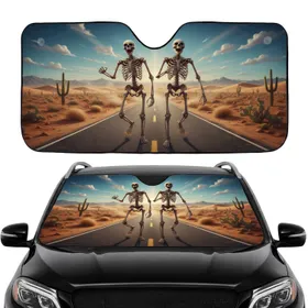 Skeletons Desert Highway Adventure - Road Trip Travel Essentials Gift Car Sunshade