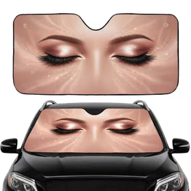 Rose Gold Eyes Long Eyelashes Shimmering Glitter - Beauty Lover Gift Car Sunshade