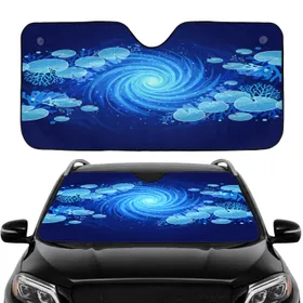 Glowing Blue Vortex Water Lily Coral Formations - Deep Sea Cosmic Ocean Lover Gift Car Sunshade
