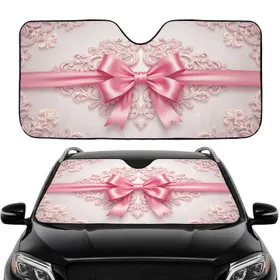 Pink Satin Bow Baroque Rococo Filigree - Home Decor Gift Car Sunshade