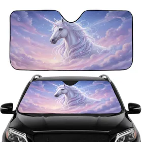 Majestic White Unicorn Celestial Dream Sky - Fantasy Lover Car Interior Gift Car Sunshade