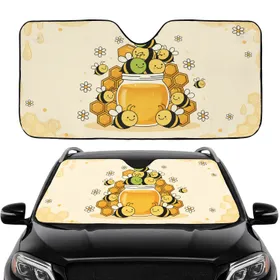Cartoon Bees Honeycomb Honey Jar - Wildlife Lover Gift Car Sunshade