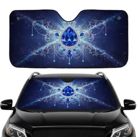 Teardrop Sapphire Gemstone Silver Filigree Baroque - Luxurious Everyday Accessory Car Sunshade