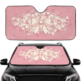 Decorative Bows Hearts Swirling Tendrils - Auto Interior Decor Gift for Car Lovers Car Sunshade