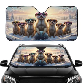 Joyful Meerkats Sunglasses Winter Snow - Wildlife Lover Gift Car Sunshade