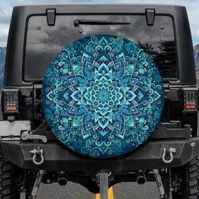 Mandala Flower Radiating Petals Swirling Floral Tapestry Boho Home Decor Gift Spare Tire Cover