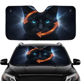 Piercing Feline Eyes Orange Arrows Cosmic Void - Power Protection Lifestyle Gift Car Sunshade