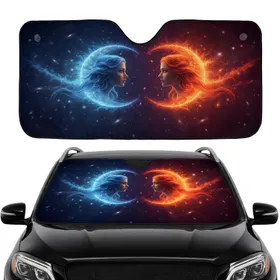 Female Profiles Stardust Fire Moons - Cosmic Energy Fantasy Gift Car Sunshade