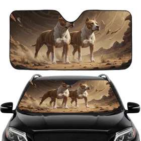 Muscular American Staffordshire Terriers Desert - Dog Lover Gift for Amstaff Owners Car Sunshade