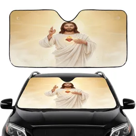 Jesus Christ Sacred Heart Divine Light Rays - Spiritual Reflection Gift for Believers Car Sunshade