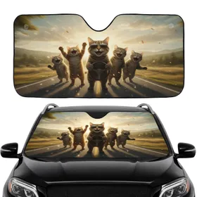 Cats with Sunglasses Joyful Journey - Everyday Driving Essentials Car Sunshade