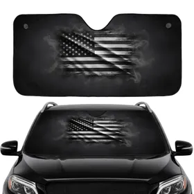 Black White Distressed American Flag - USA Pride Daily Display Gift for Veterans Car Sunshade